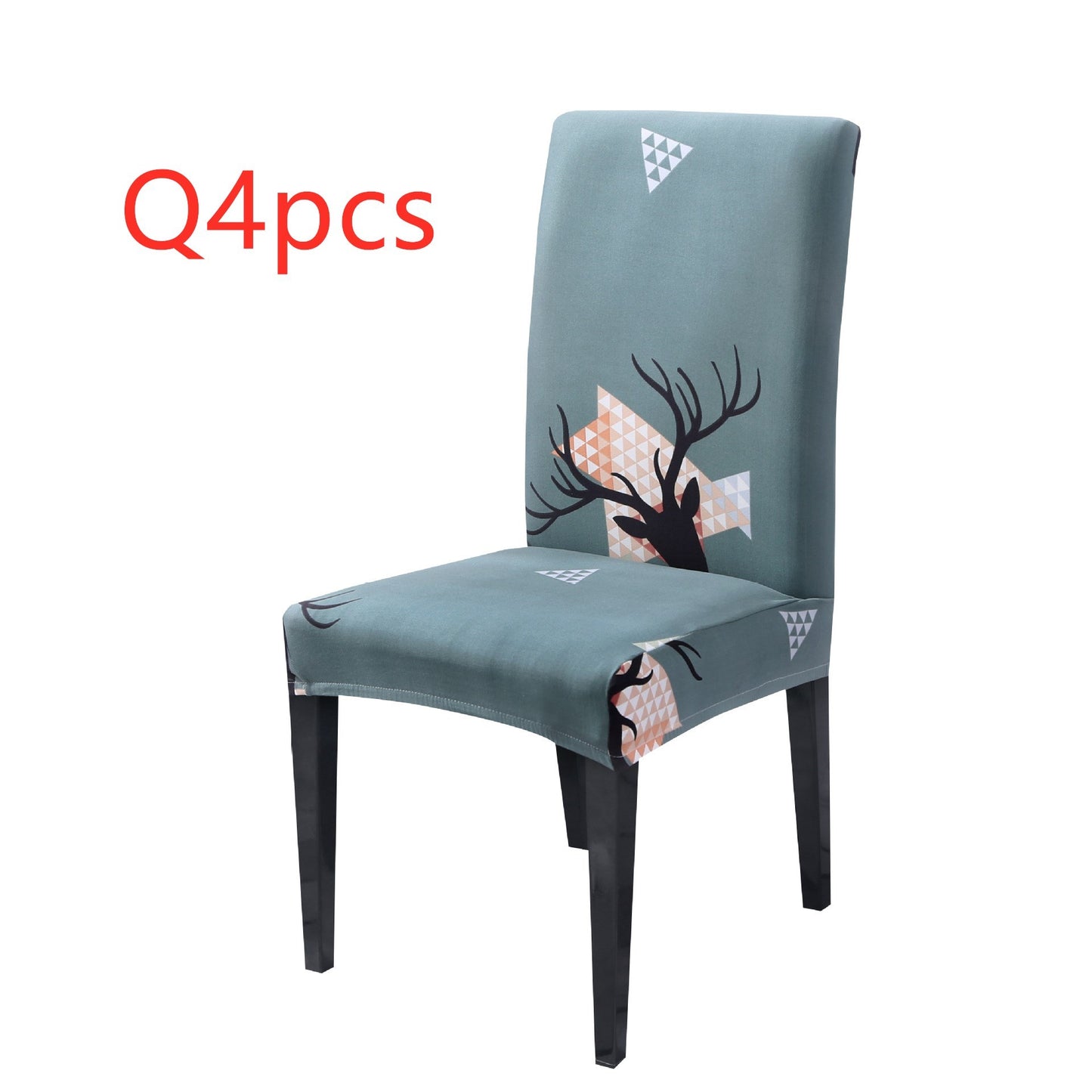 Festive Christmas chair with universal elastic cover featuring holiday designs.