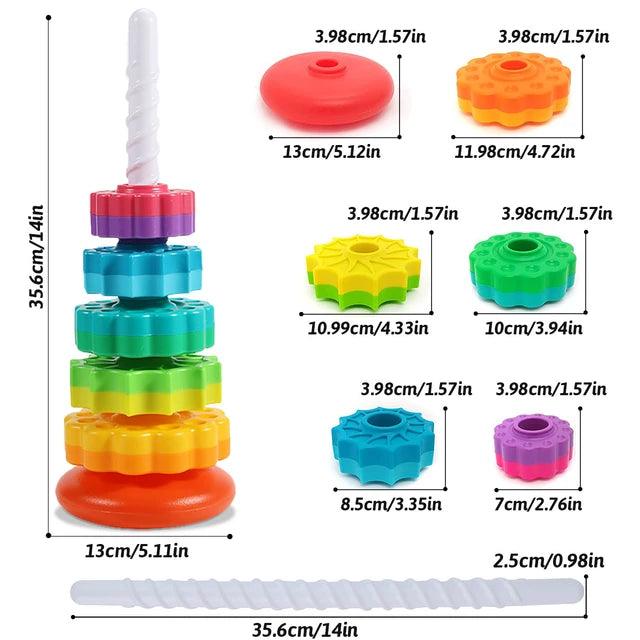 Giggly Groves Montessori-Inspired Rainbow Rotating Tower - Giggly Groves