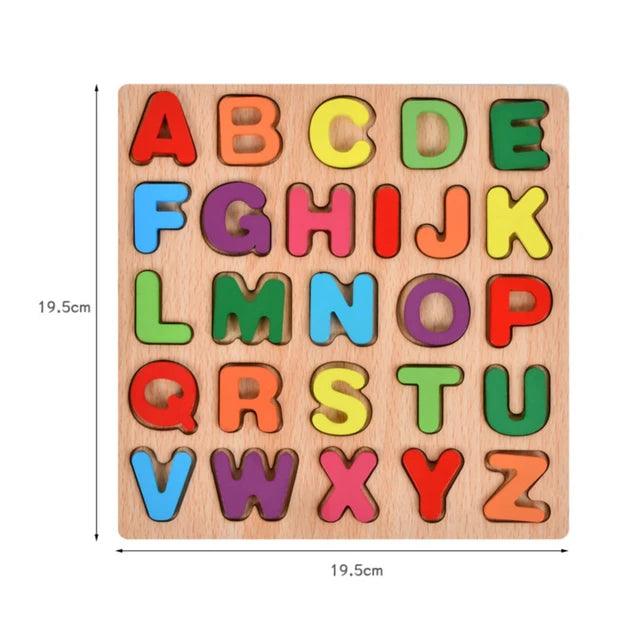 Colorful Wooden Alphabet and Number Puzzle Blocks for Kids - Giggly Groves