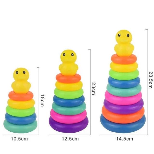 Interactive Rainbow Ring Stacker Toy with Duck Topper - Giggly Groves