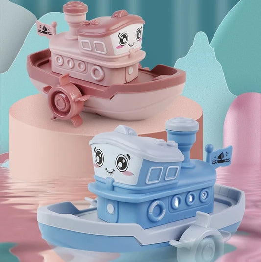 Adorable Wind-Up Cartoon Ship Bath Toy - Giggly Groves 