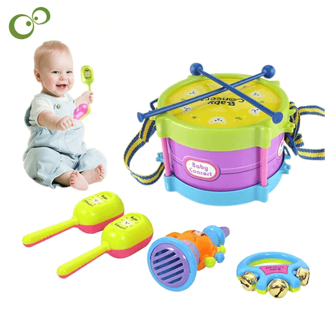 5-Piece Children’s Drum and Trumpet Music Band Kit - Giggly Groves