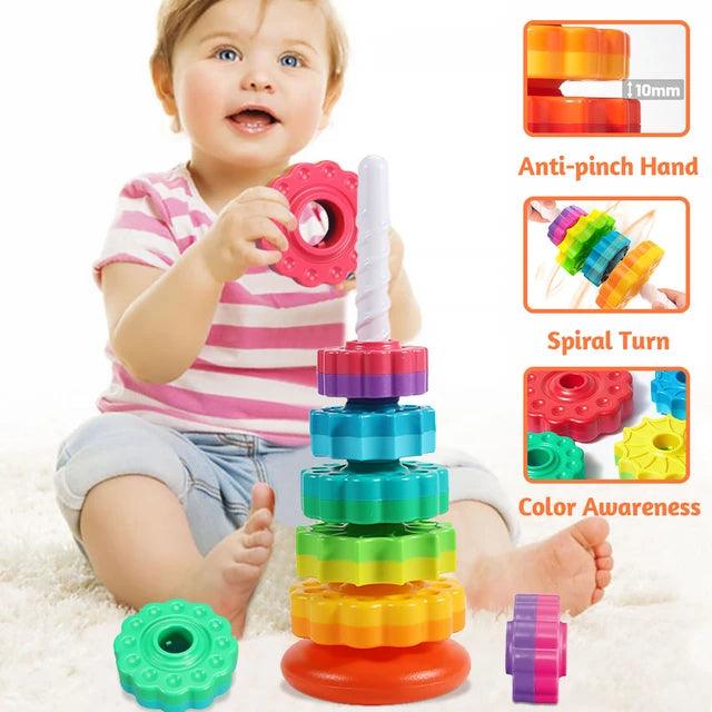 Giggly Groves Montessori-Inspired Rainbow Rotating Tower - Giggly Groves