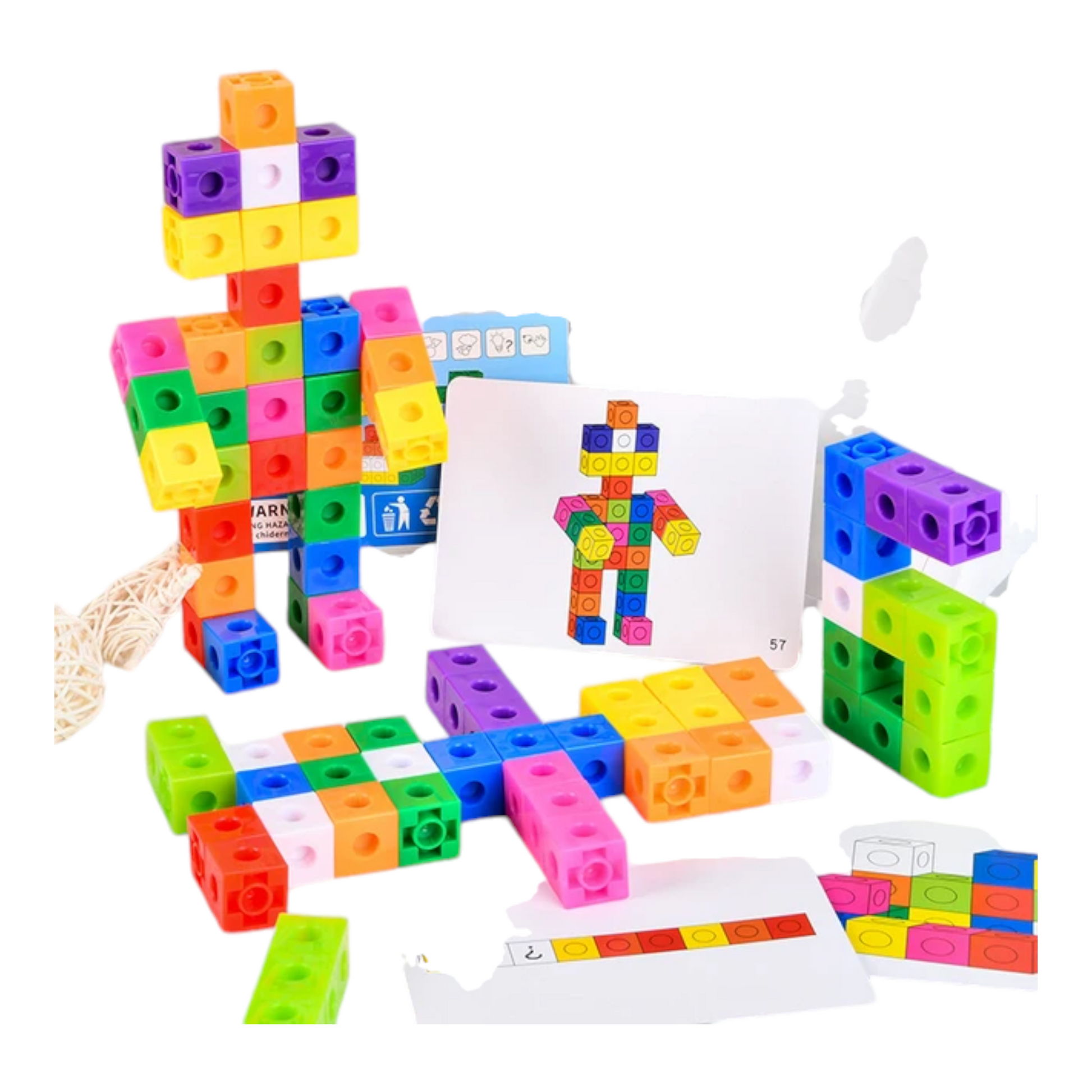 100-Piece MathLink Cubes Set for Kids - Enhance your child’s learning with this colorful, interlocking cube set. Perfect for STEM education, these cubes come in vibrant colors like red, yellow, green, blue, and orange, featuring numbers and math symbols. Ideal for developing fine motor skills and math proficiency. Packaged in a clear storage box for easy organization. A popular choice for interactive learning and educational play. Available now at Giggly Groves.