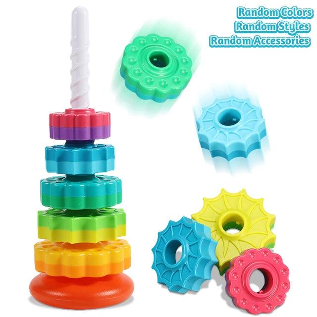 Giggly Groves Montessori-Inspired Rainbow Rotating Tower - Giggly Groves