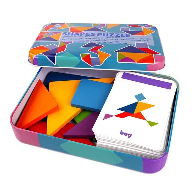 Colorful 3D Wooden Animal Pattern Puzzle - Giggly Groves