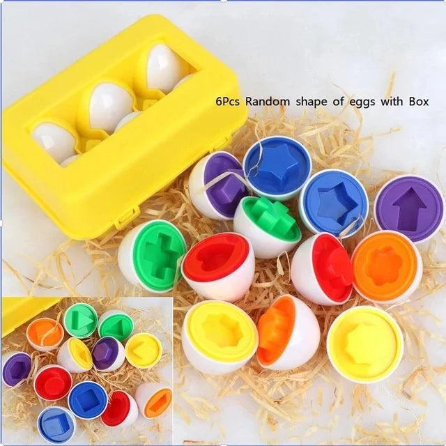 Giggly Groves Exclusive: Baby Smart Eggs - Montessori-Inspired Educational Toy Set for 2-Year-Olds | Sensory Color & Shape Sorting Chicken Eggs for Toddler Learning and Fun