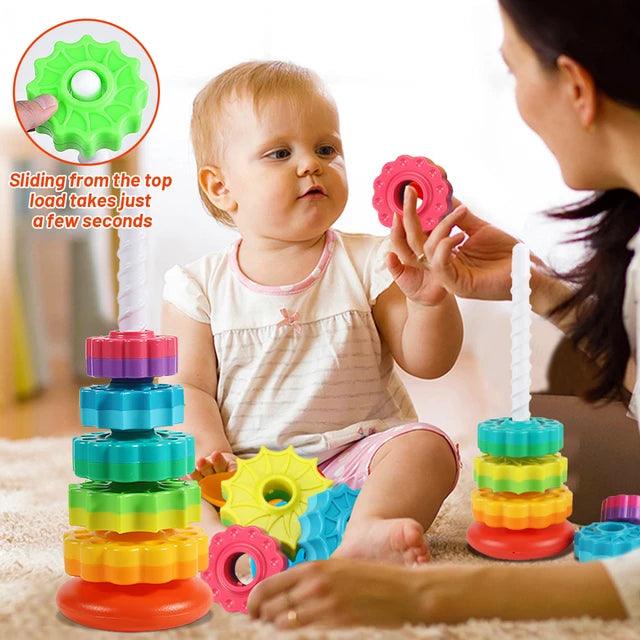 Giggly Groves Montessori-Inspired Rainbow Rotating Tower - Giggly Groves