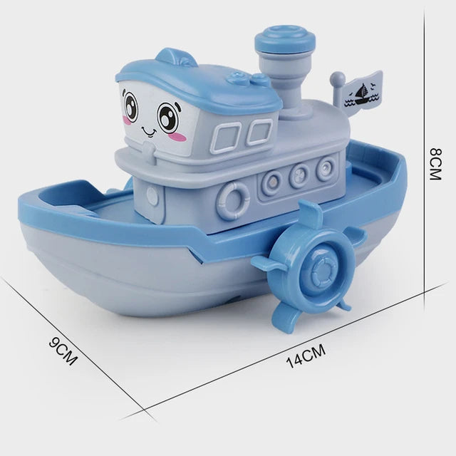 Adorable Wind-Up Cartoon Ship Bath Toy - Giggly Groves 