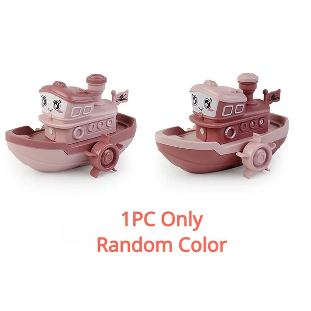 Adorable Wind-Up Cartoon Ship Bath Toy - Giggly Groves 