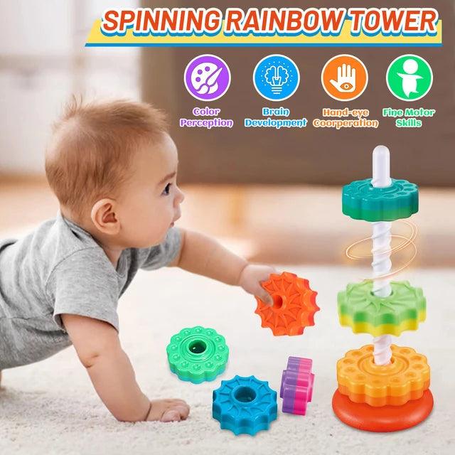 Giggly Groves Montessori-Inspired Rainbow Rotating Tower - Giggly Groves