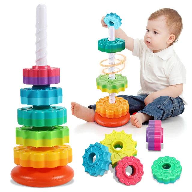 Giggly Groves Montessori-Inspired Rainbow Rotating Tower - Giggly Groves