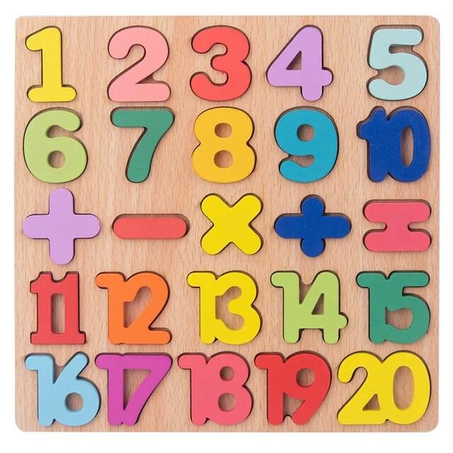 Colorful Wooden Alphabet and Number Puzzle Blocks for Kids - Giggly Groves