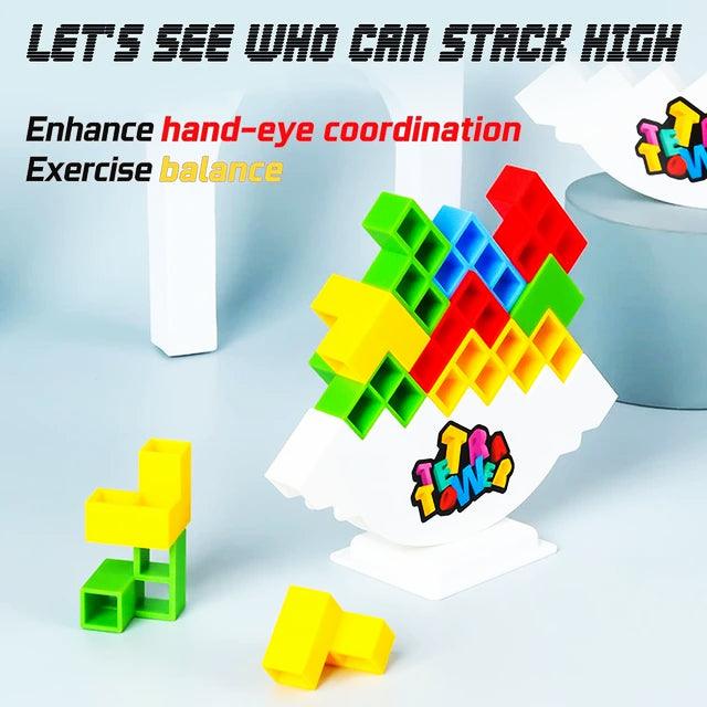 48-Piece Tetra Tower Balance Stacking Blocks Game