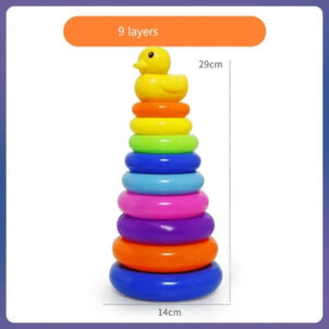 Interactive Rainbow Ring Stacker Toy with Duck Topper - Engage and Educate at Giggly Groves