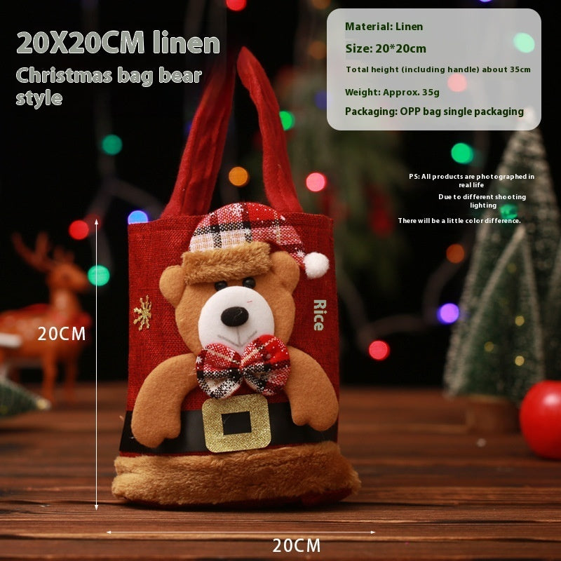 Festive Christmas Candy Gift Tote Bags for Kids - Cute Santa Claus, Elk, Snowman, Bear Designs - Image 4
