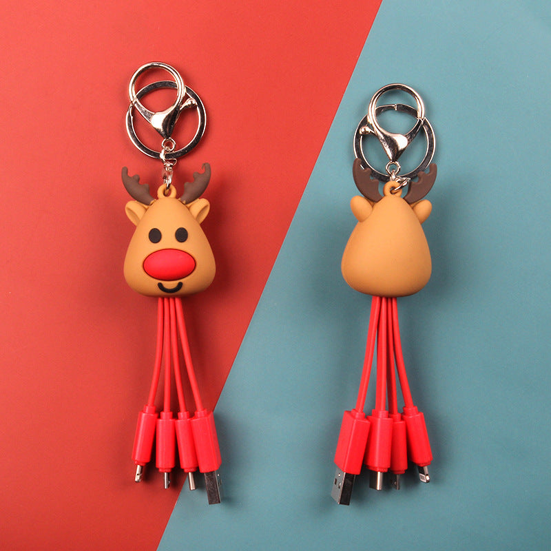 Festive Christmas Multi-Function Data Cable - Creative Cartoon Portable Charger for Holiday Season - Image 3