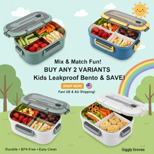 Leakproof Kids Bento Lunch Box - 4 Vibrant Colors - Durable & BPA-Free School Meal Container