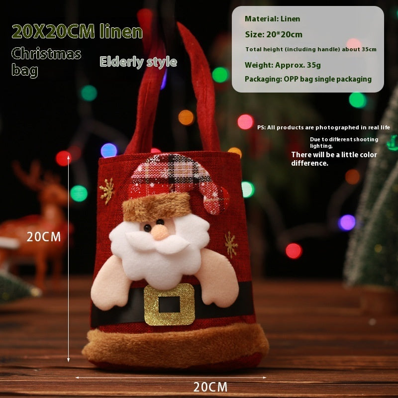 Festive Christmas Candy Gift Tote Bags for Kids - Cute Santa Claus, Elk, Snowman, Bear Designs - Image 8