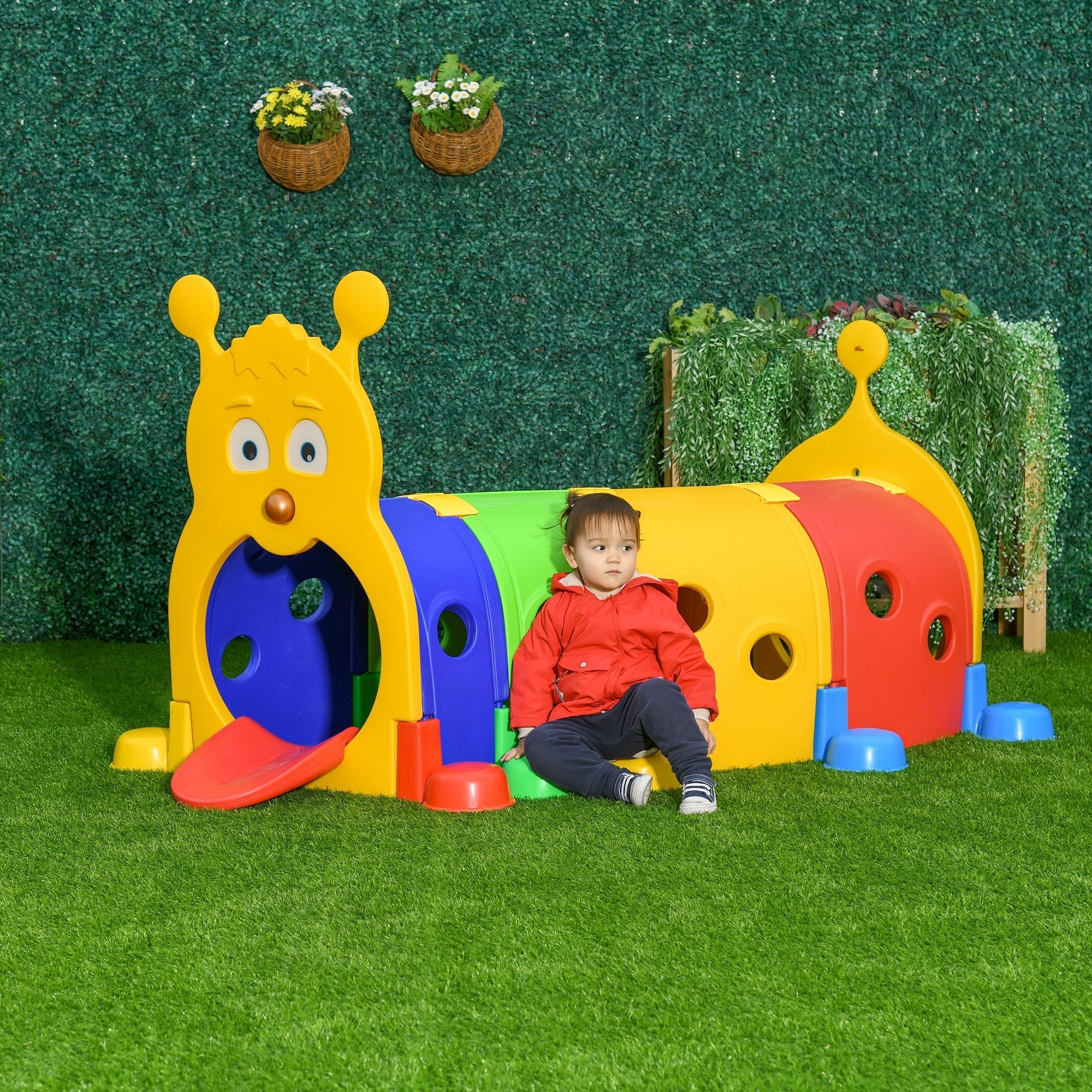 Giggly Groves 5ft Caterpillar Toddler Tunnel – Indoor/Outdoor Multicolored Crawl & Climb Play Structure for Kids – 4-Section Heavy Duty Activity Center - Image 6