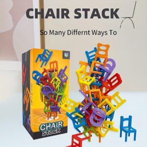 Mini Chair Stacking Game - Colorful Balance Blocks for Kids & Family Fun