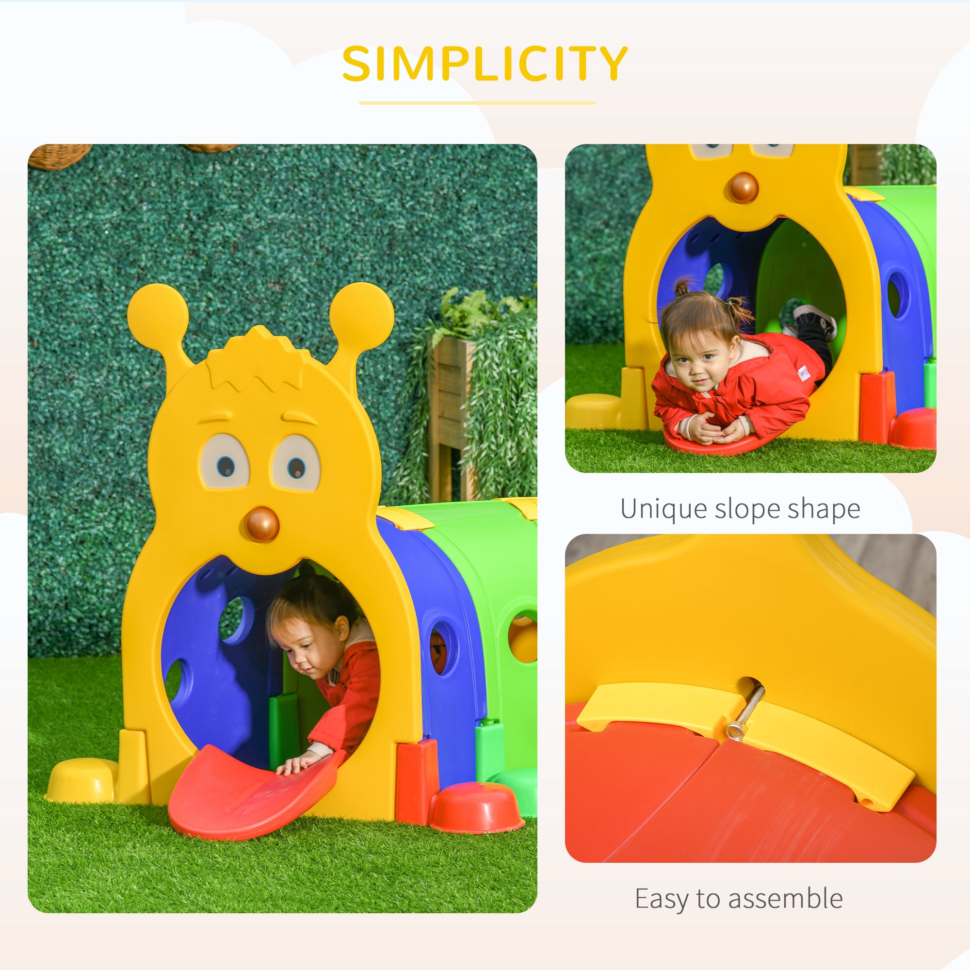 Giggly Groves 5ft Caterpillar Toddler Tunnel – Indoor/Outdoor Multicolored Crawl & Climb Play Structure for Kids – 4-Section Heavy Duty Activity Center - Image 2