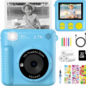 Giggly Groves Kids Instant Print Camera – 48MP HD Digital Video Camera for Children with Zero-Ink Thermal Printer, 32GB SD Card & DIY Creative Kit
