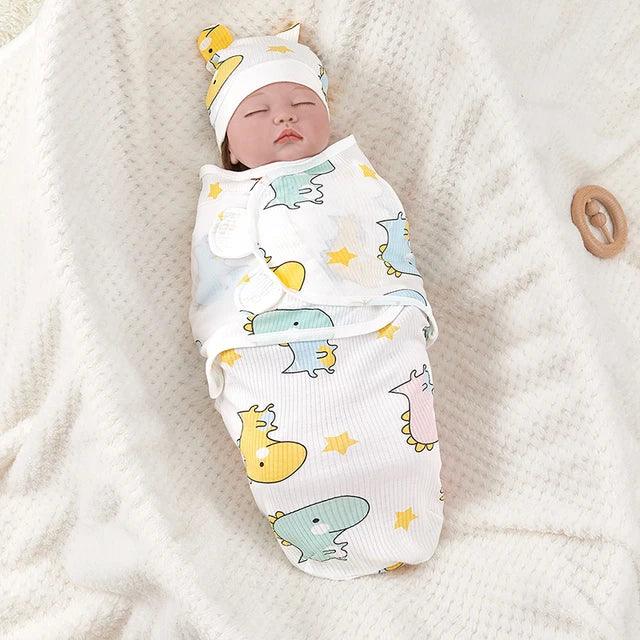 Adjustable Cotton Newborn Sleeping Bag Set - Cozy Baby Swaddle Wrap with Hat | Anti-Kick Warm Soft Blanket for Infants - Image 2