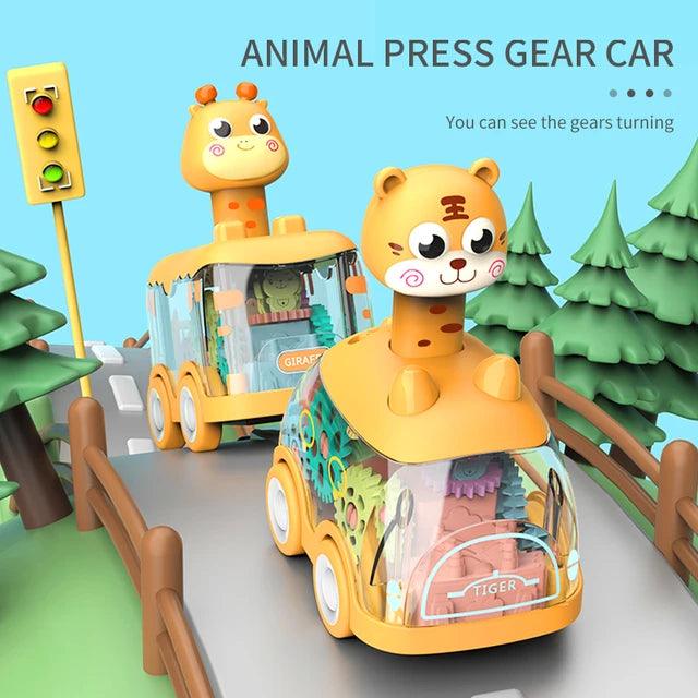 Interactive Press-and-Go Gear Car Toy for Children: Pull Back, Inertial, and Fun Animal Puzzle Car - Image 3