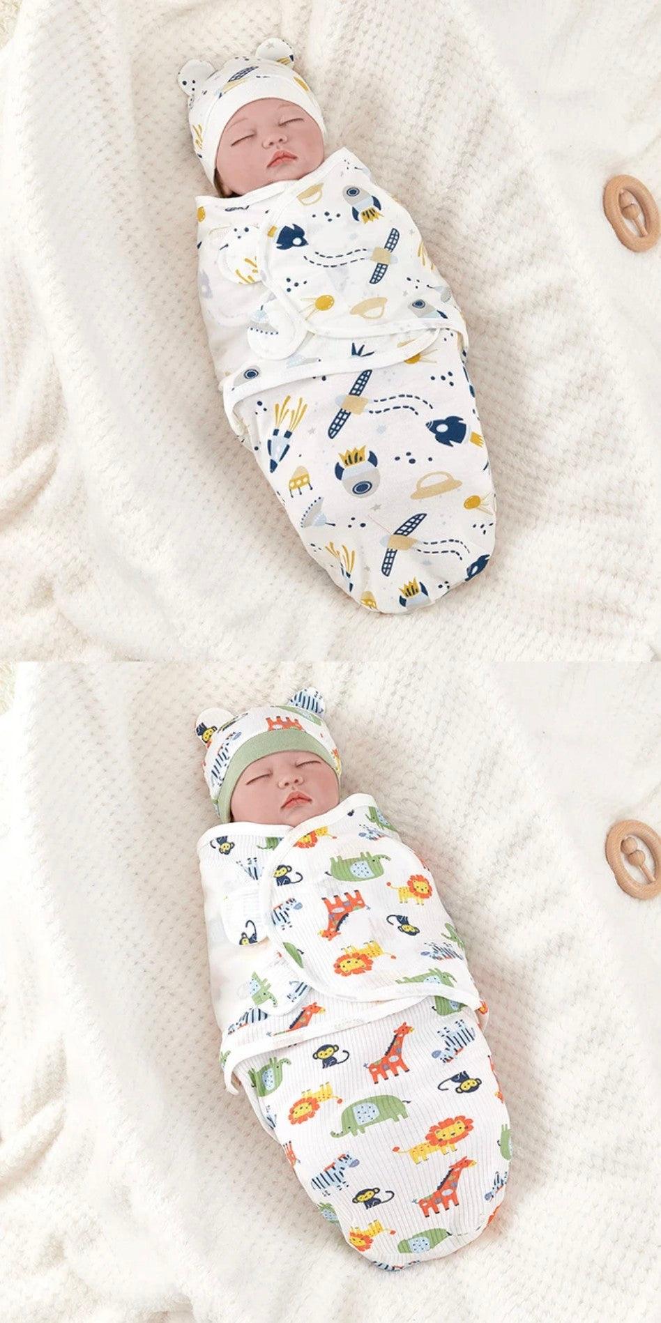 Adjustable Cotton Newborn Sleeping Bag Set - Cozy Baby Swaddle Wrap with Hat | Anti-Kick Warm Soft Blanket for Infants - Image 8