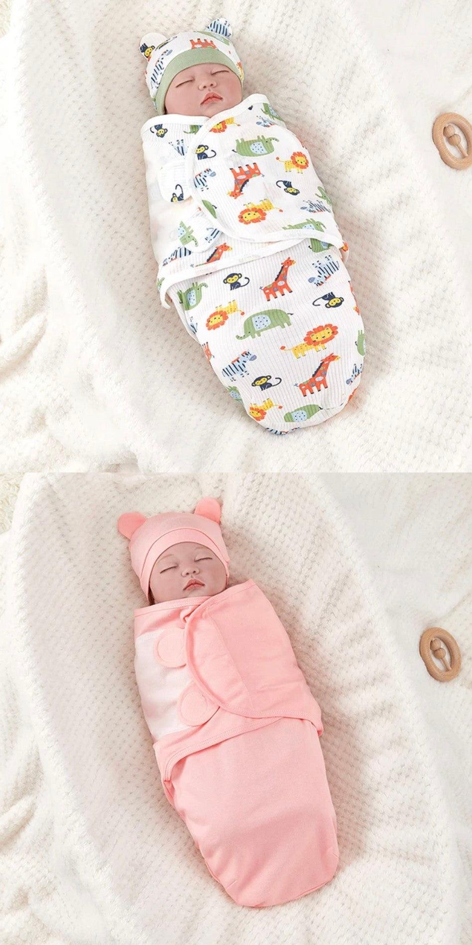 Adjustable Cotton Newborn Sleeping Bag Set - Cozy Baby Swaddle Wrap with Hat | Anti-Kick Warm Soft Blanket for Infants - Image 7