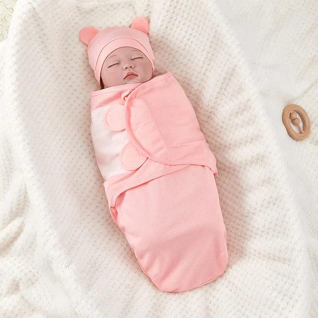 Adjustable Cotton Newborn Sleeping Bag Set - Cozy Baby Swaddle Wrap with Hat | Anti-Kick Warm Soft Blanket for Infants - Image 5