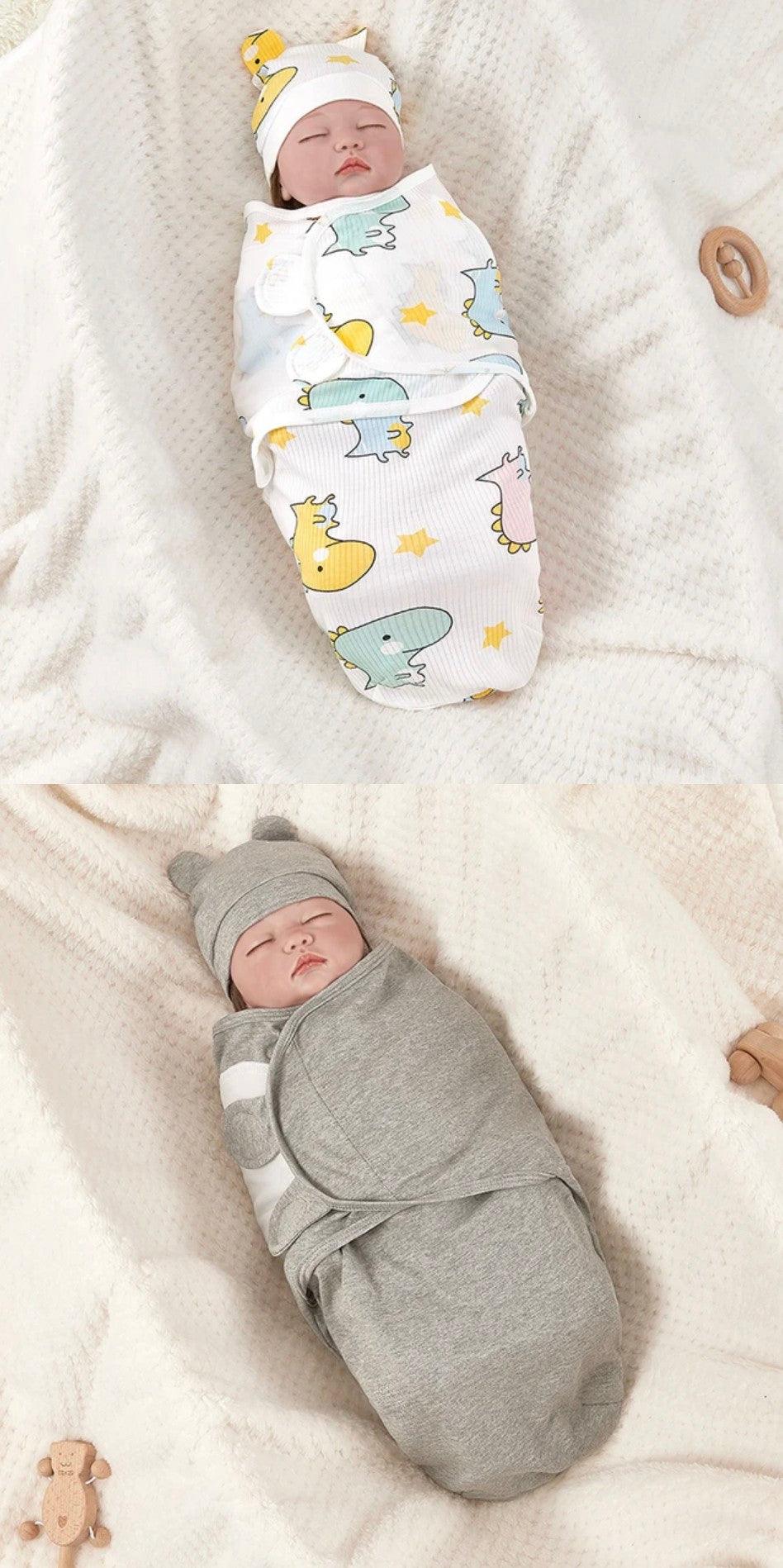 Adjustable Cotton Newborn Sleeping Bag Set - Cozy Baby Swaddle Wrap with Hat | Anti-Kick Warm Soft Blanket for Infants - Image 9