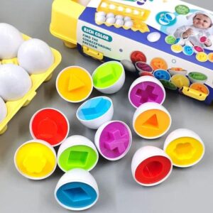 Giggly Groves Exclusive: Baby Smart Eggs - Montessori-Inspired Educational Toy Set for 2-Year-Olds | Sensory Color & Shape Sorting Chicken Eggs for Toddler Learning and Fun