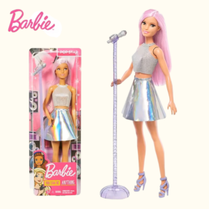 Original Barbie Fashionistas Pop Star Doll - Pink Hair, Iridescent Skirt, and Microphone Accessories | Perfect Girls Toys for Creative Play